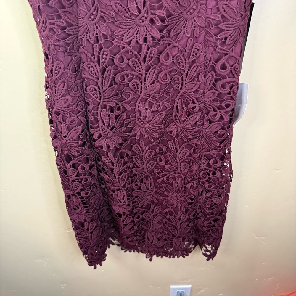 NWT Lulu's Size XL Lace Detailed Backless Mini Dress Burgundy Formal Wedding - Picture 4 of 8